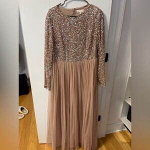 Sequin Long Sleeve Gown